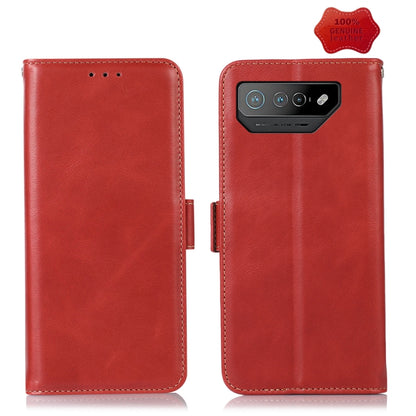 For Asus ROG Phone 7 Crazy Horse Top Layer Cowhide Leather Phone Case(Red) - ASUS Cases by PMC Jewellery | Online Shopping South Africa | PMC Jewellery