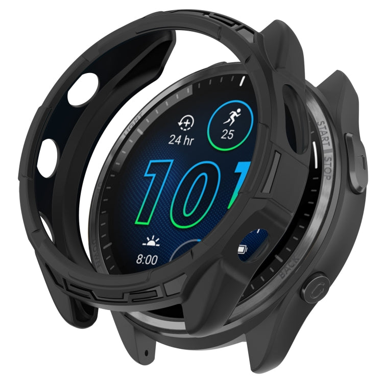 For Garmin Forerunner 965 Armor Hollow Watch Protective Case(Black) - Watch Cases by PMC TechLife | Online Shopping South Africa | PMC TechLife