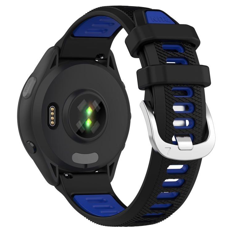 For Garmin Forerunner 265S 18mm Sports Two-Color Steel Buckle Silicone Watch Band(Black+Blue) - Smart Wear by PMC Jewellery | Online Shopping South Africa | PMC Jewellery