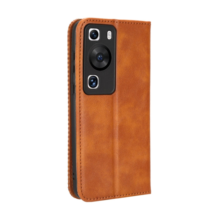 For Huawei P60 / P60 Pro Magnetic Buckle Retro Texture Leather Phone Case(Brown) - Huawei Cases by PMC Jewellery | Online Shopping South Africa | PMC Jewellery