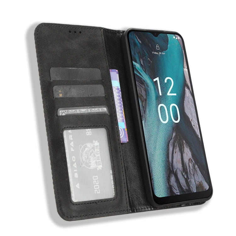 For Nokia C22 Magnetic Buckle Retro Texture Leather Phone Case(Black) - free shipping - PMC TechLife - Order now!