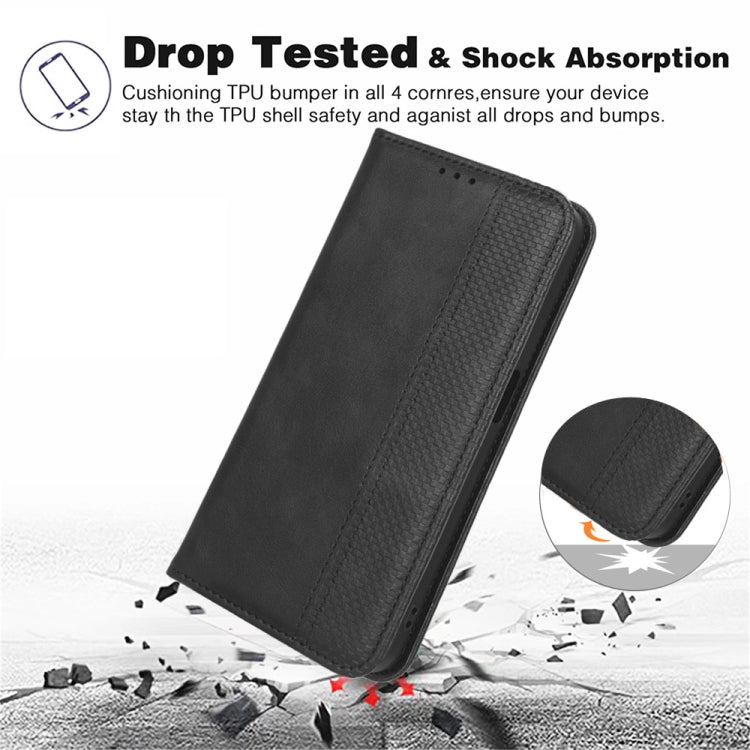 For Nokia C22 Magnetic Buckle Retro Texture Leather Phone Case(Black) - free shipping - PMC TechLife - Order now!