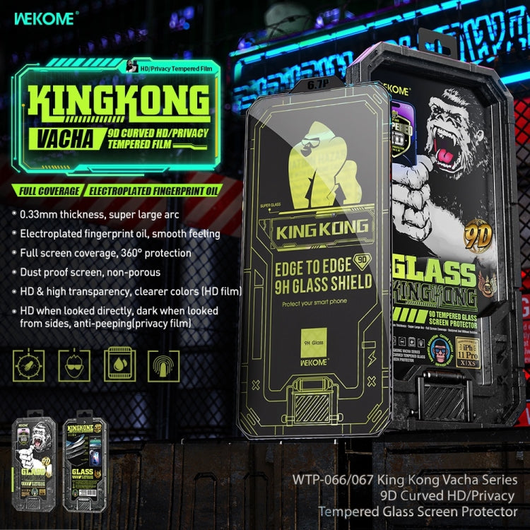 For iPhone 14 Pro Max WK WTP-067 King Kong Vacha 9D Curved Privacy Tempered Glass Film(Black) - iPhone 14 Pro Max Tempered Glass by WK | Online Shopping South Africa | PMC TechLife