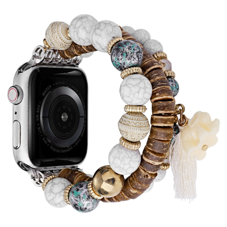 Beads Elephant Pendant Watch Band For Apple Watch SE 2023 44mm(White) - free shipping - PMC TechLife - Order now!