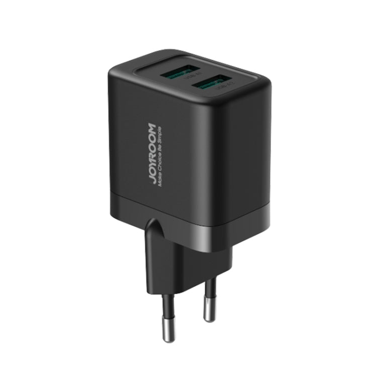 JOYROOM JR-TCN01 2.4A Dual Ports USB Charger, Plug:EU Plug(Black) - USB Charger by JOYROOM | Online Shopping South Africa | PMC Jewellery