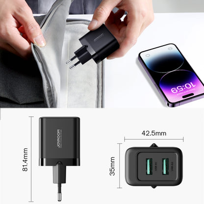 JOYROOM JR-TCN01 2.4A Dual Ports USB Charger, Plug:EU Plug(Black) - USB Charger by JOYROOM | Online Shopping South Africa | PMC Jewellery