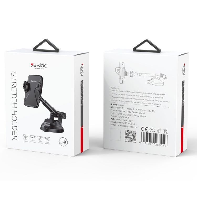 Yesido C40 Car Foldable 360 Degree Rotation Automatic Clip Phone Holder(Black) - Car Holders by Yesido | Online Shopping South Africa | PMC TechLife