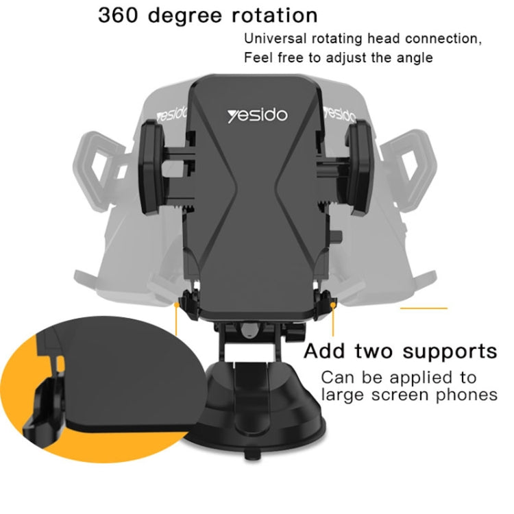 Yesido C40 Car Foldable 360 Degree Rotation Automatic Clip Phone Holder(Black) - Car Holders by Yesido | Online Shopping South Africa | PMC TechLife