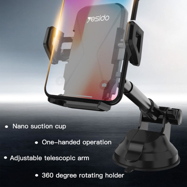 Yesido C40 Car Foldable 360 Degree Rotation Automatic Clip Phone Holder(Black) - Car Holders by Yesido | Online Shopping South Africa | PMC TechLife