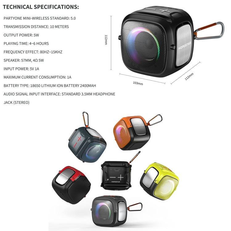 HOPESTAR Partyone mini Outdoor Wireless Bluetooth Speaker(Grey) - Mini Speaker by HOPESTAR | Online Shopping South Africa | PMC TechLife | Buy Now Pay Later Mobicred