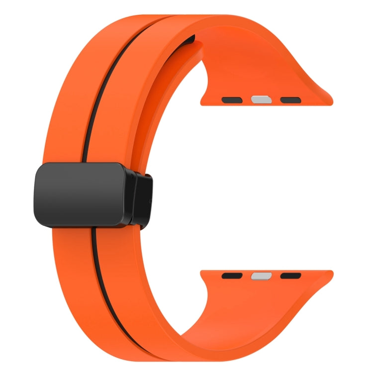 Two Color Folding Buckle Silicone Watch Band For Apple Watch Ultra 49mm(Orange+Black) - Watch Bands by PMC Jewellery | Online Shopping South Africa | PMC Jewellery