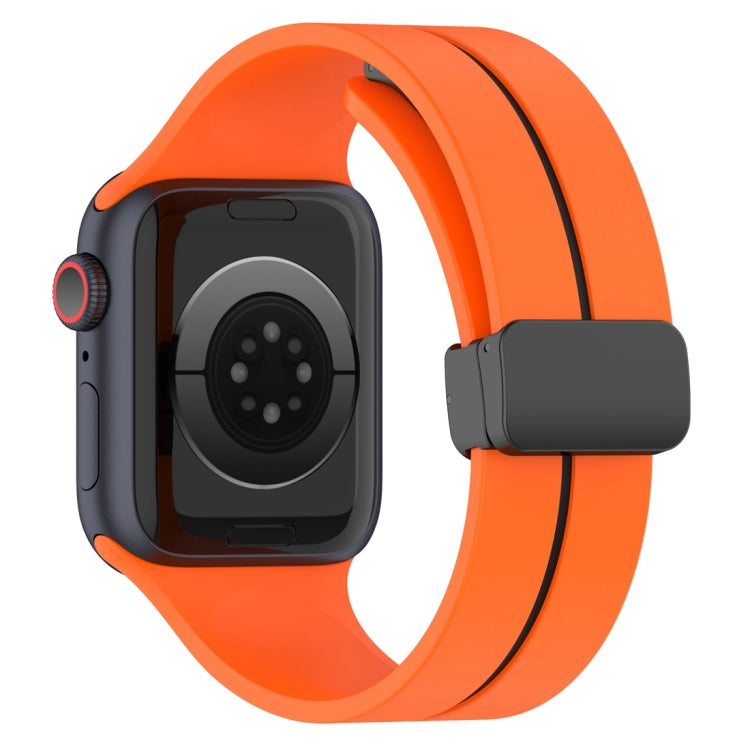 Two Color Folding Buckle Silicone Watch Band For Apple Watch 8 41mm(Orange+Black) - Watch Bands by PMC TechLife | Online Shopping South Africa | PMC TechLife