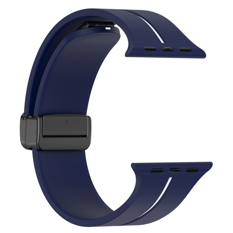 Two Color Folding Buckle Silicone Watch Band For Apple Watch 8 41mm(Midnight Blue+White) -  by PMC TechLife | Online Shopping South Africa | PMC TechLife