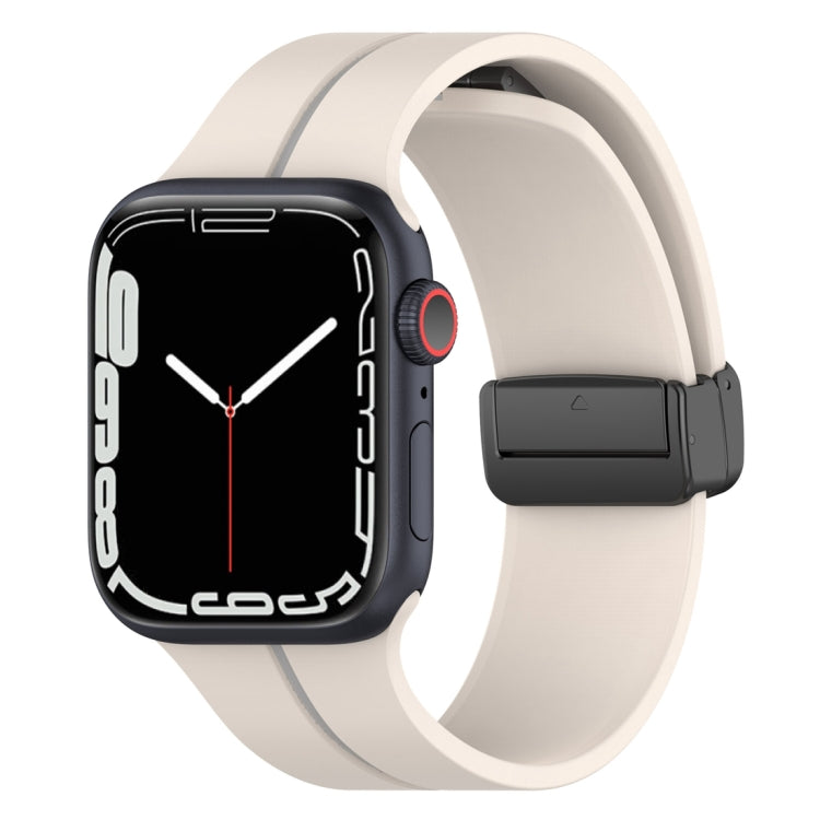 Two Color Folding Buckle Silicone Watch Band For Apple Watch 8 45mm(Starlight+Grey) -  by PMC TechLife | Online Shopping South Africa | PMC TechLife