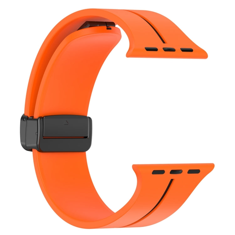 Two Color Folding Buckle Silicone Watch Band For Apple Watch 7 41mm(Orange+Black) - Watch Bands by PMC TechLife | Online Shopping South Africa | PMC TechLife