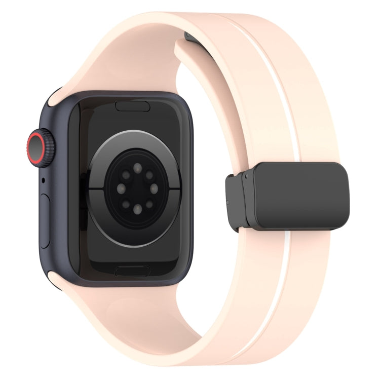 Two Color Folding Buckle Silicone Watch Band For Apple Watch 7 41mm(Pink+White) -  by PMC TechLife | Online Shopping South Africa | PMC TechLife