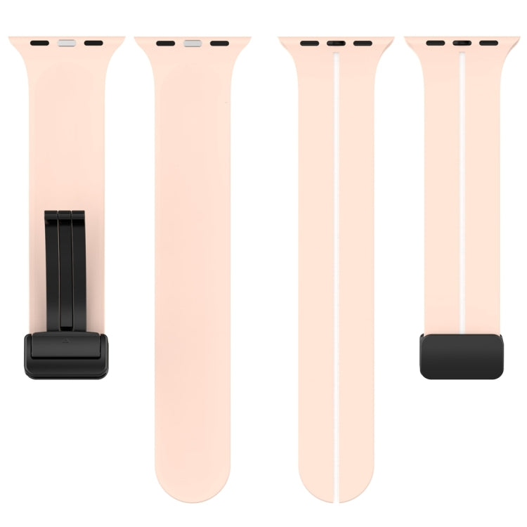 Two Color Folding Buckle Silicone Watch Band For Apple Watch 7 41mm(Pink+White) -  by PMC TechLife | Online Shopping South Africa | PMC TechLife