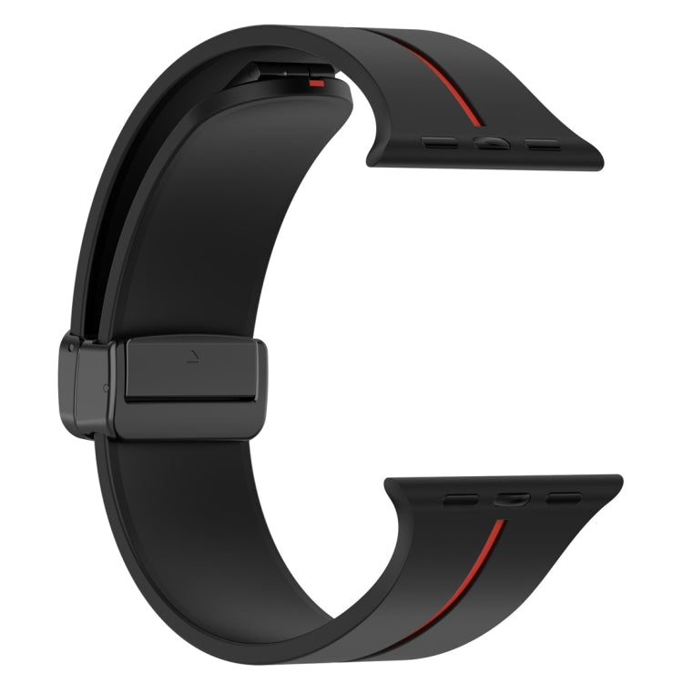 Two Color Folding Buckle Silicone Watch Band For Apple Watch 7 41mm(Black+Red) -  by PMC TechLife | Online Shopping South Africa | PMC TechLife