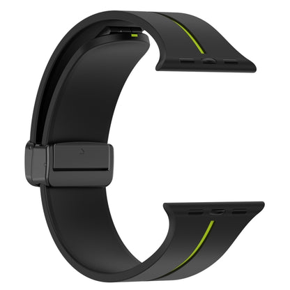 Two Color Folding Buckle Silicone Watch Band For Apple Watch 7 41mm(Black+Lime) -  by PMC Jewellery | Online Shopping South Africa | PMC Jewellery