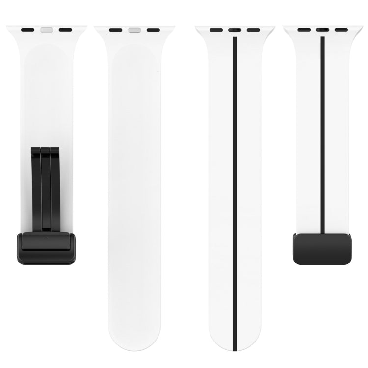 Two Color Folding Buckle Silicone Watch Band For Apple Watch 7 45mm(White+Black) -  by PMC TechLife | Online Shopping South Africa | PMC TechLife