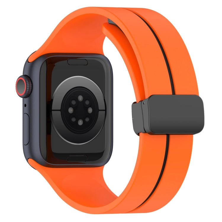 Two Color Folding Buckle Silicone Watch Band For Apple Watch 7 45mm(Orange+Black) -  by PMC Jewellery | Online Shopping South Africa | PMC Jewellery