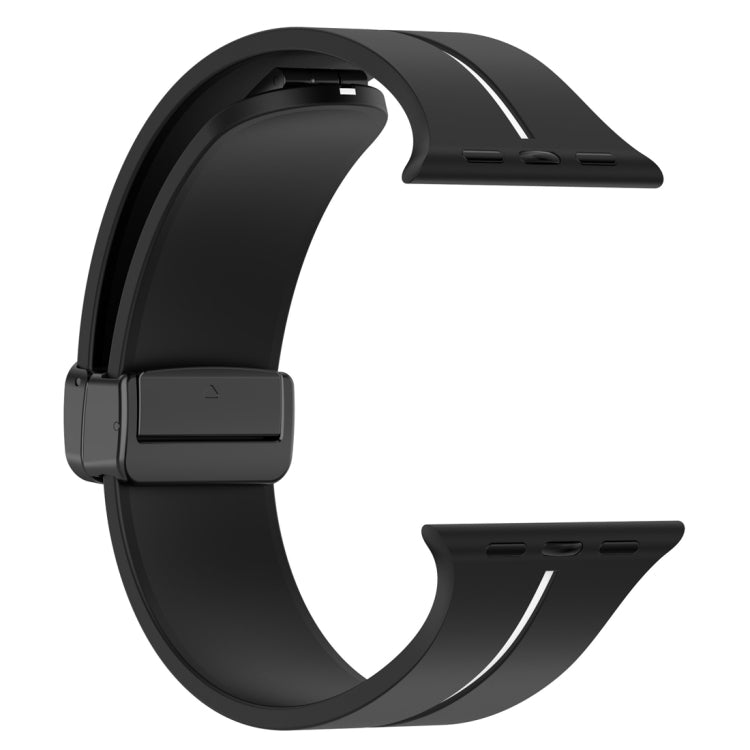 Two Color Folding Buckle Silicone Watch Band For Apple Watch 7 45mm(Black+White) -  by PMC Jewellery | Online Shopping South Africa | PMC Jewellery