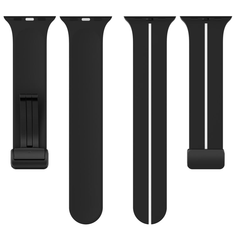 Two Color Folding Buckle Silicone Watch Band For Apple Watch 7 45mm(Black+White) -  by PMC TechLife | Online Shopping South Africa | PMC TechLife