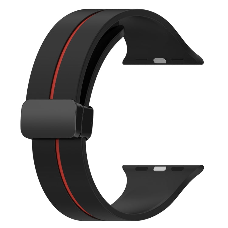 Two Color Folding Buckle Silicone Watch Band For Apple Watch SE 2022 40mm(Black+Red) -  by PMC Jewellery | Online Shopping South Africa | PMC Jewellery