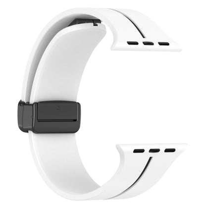 Two Color Folding Buckle Silicone Watch Band For Apple Watch SE 2022 44mm(White+Black) - Watch Bands by PMC Jewellery | Online Shopping South Africa | PMC Jewellery