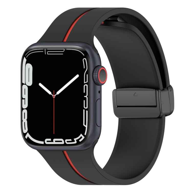 Two Color Folding Buckle Silicone Watch Band For Apple Watch 6 44mm(Black+Red) -  by PMC TechLife | Online Shopping South Africa | PMC TechLife