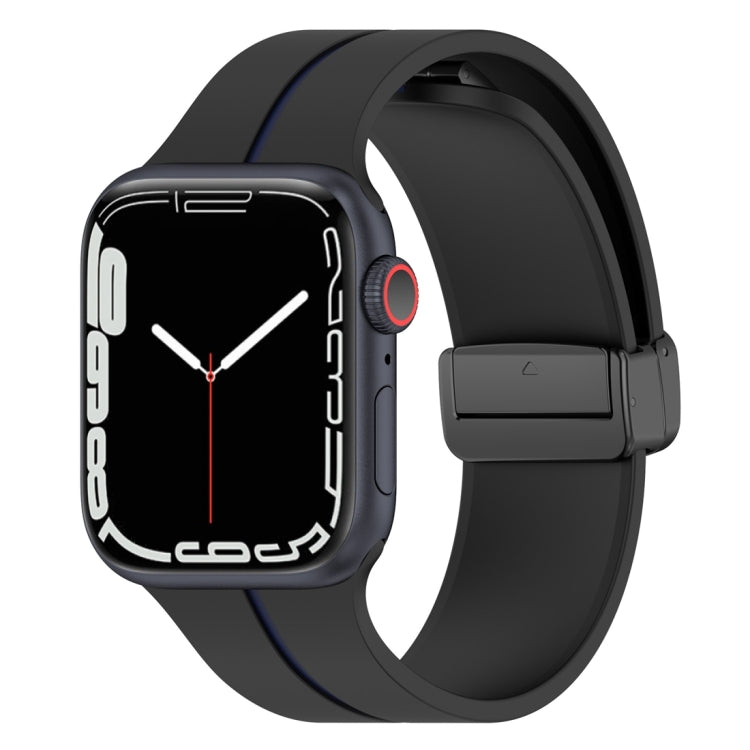 Two Color Folding Buckle Silicone Watch Band For Apple Watch 5 40mm(Black+Blue) -  by PMC TechLife | Online Shopping South Africa | PMC TechLife