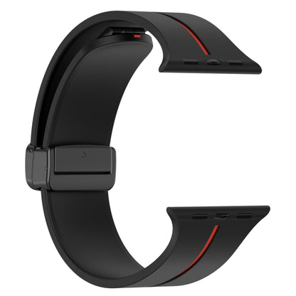 Two Color Folding Buckle Silicone Watch Band For Apple Watch 5 44mm(Black+Red) -  by PMC Jewellery | Online Shopping South Africa | PMC Jewellery