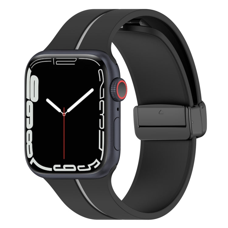 Two Color Folding Buckle Silicone Watch Band For Apple Watch 5 44mm(Black+Grey) -  by PMC TechLife | Online Shopping South Africa | PMC TechLife