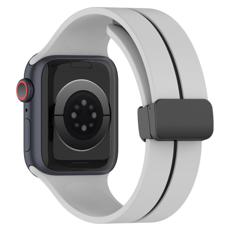 Two Color Folding Buckle Silicone Watch Band For Apple Watch 5 44mm(Light Grey+Black) -  by PMC TechLife | Online Shopping South Africa | PMC TechLife