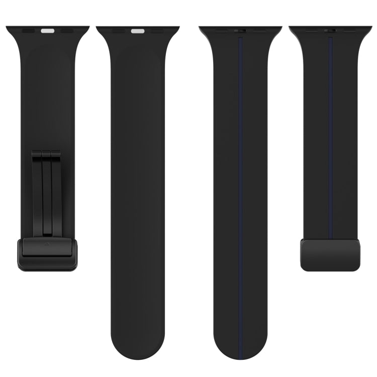 Two Color Folding Buckle Silicone Watch Band For Apple Watch 4 40mm(Black+Blue) -  by PMC TechLife | Online Shopping South Africa | PMC TechLife