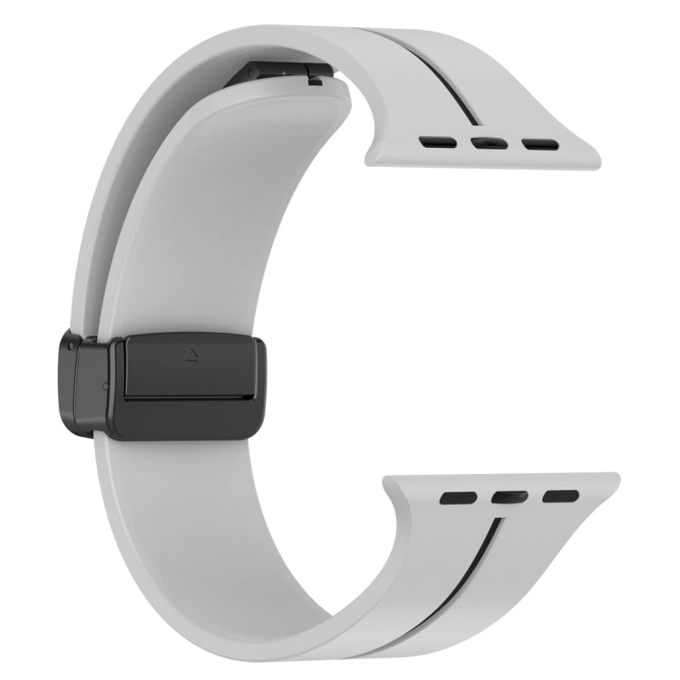 Two Color Folding Buckle Silicone Watch Band For Apple Watch 4 40mm(Light Grey+Black) -  by PMC TechLife | Online Shopping South Africa | PMC TechLife