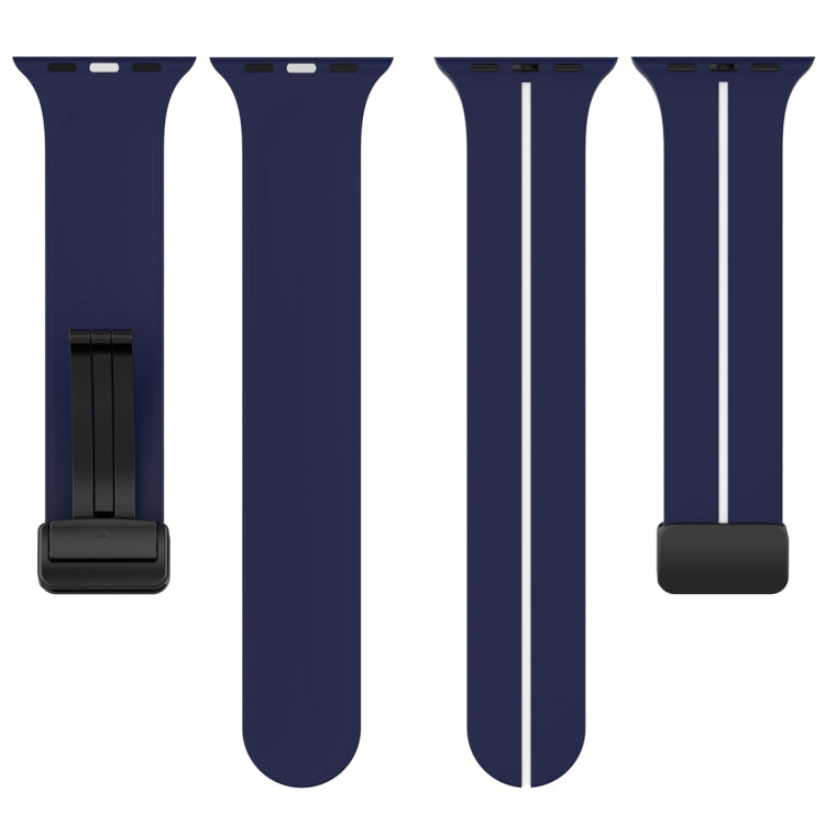 Two Color Folding Buckle Silicone Watch Band For Apple Watch 4 40mm(Midnight Blue+White) -  by PMC TechLife | Online Shopping South Africa | PMC TechLife
