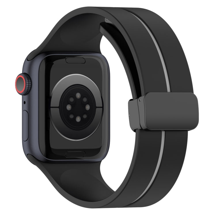 Two Color Folding Buckle Silicone Watch Band For Apple Watch 4 44mm(Black+Grey) -  by PMC TechLife | Online Shopping South Africa | PMC TechLife