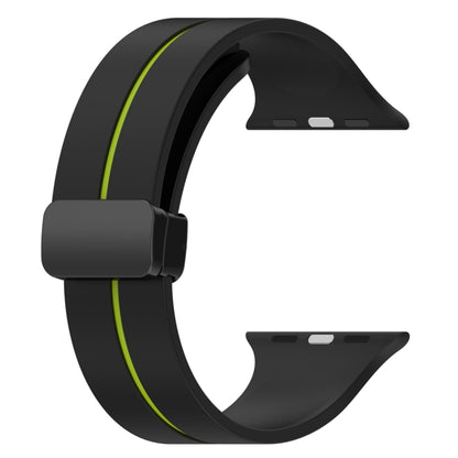 Two Color Folding Buckle Silicone Watch Band For Apple Watch 4 44mm(Black+Lime) -  by PMC Jewellery | Online Shopping South Africa | PMC Jewellery