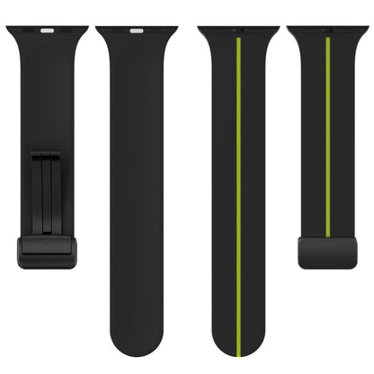 Two Color Folding Buckle Silicone Watch Band For Apple Watch 4 44mm(Black+Lime) -  by PMC Jewellery | Online Shopping South Africa | PMC Jewellery