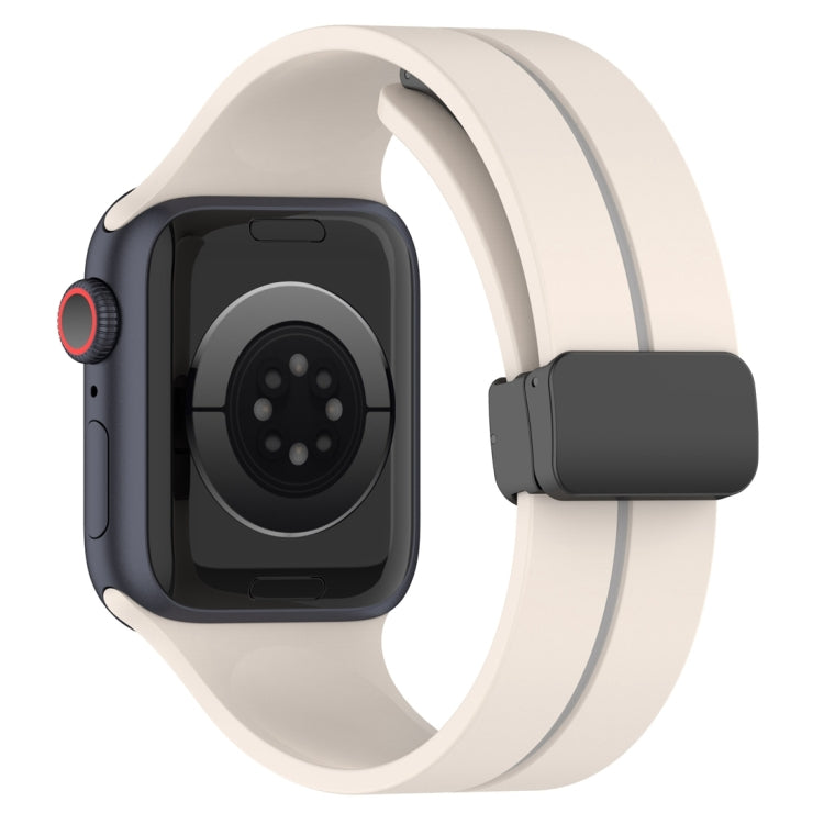 Two Color Folding Buckle Silicone Watch Band For Apple Watch 4 44mm(Starlight+Grey) -  by PMC TechLife | Online Shopping South Africa | PMC TechLife