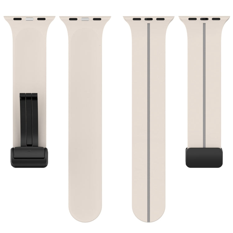 Two Color Folding Buckle Silicone Watch Band For Apple Watch 4 44mm(Starlight+Grey) -  by PMC TechLife | Online Shopping South Africa | PMC TechLife