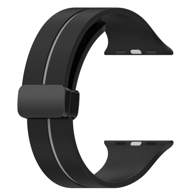Two Color Folding Buckle Silicone Watch Band For Apple Watch 3 38mm(Black+Grey) -  by PMC TechLife | Online Shopping South Africa | PMC TechLife