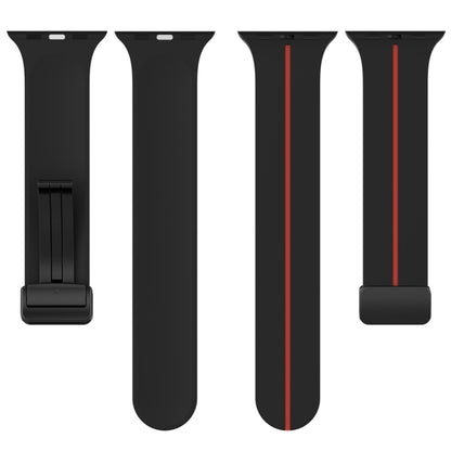 Two Color Folding Buckle Silicone Watch Band For Apple Watch 3 42mm(Black+Red) -  by PMC Jewellery | Online Shopping South Africa | PMC Jewellery