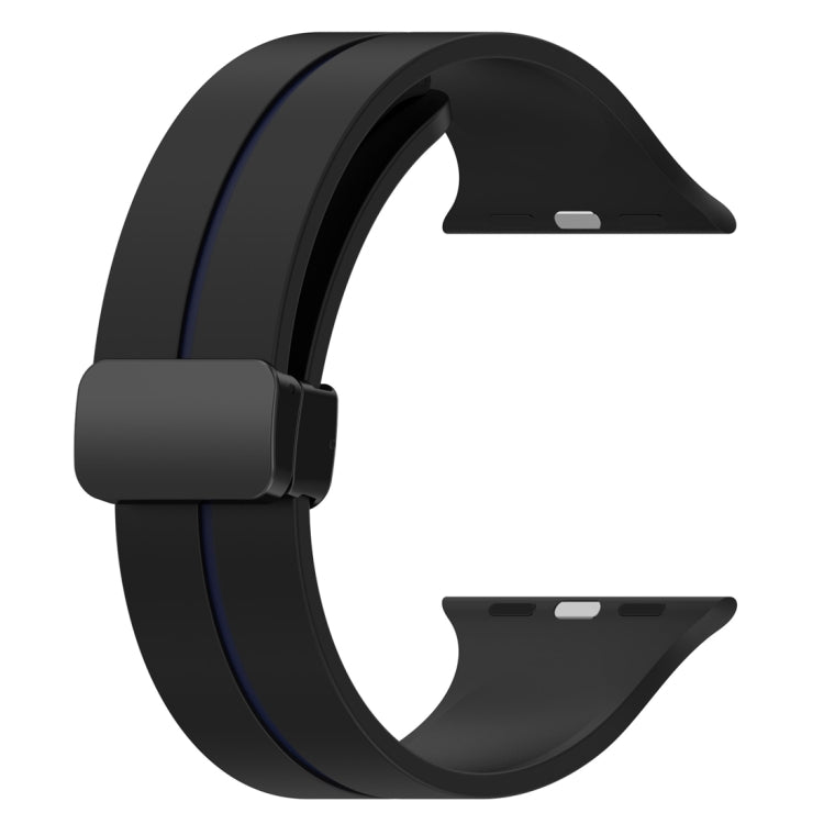 Two Color Folding Buckle Silicone Watch Band For Apple Watch 3 42mm(Black+Blue) -  by PMC TechLife | Online Shopping South Africa | PMC TechLife