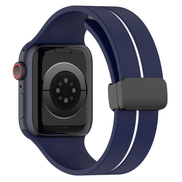 Two Color Folding Buckle Silicone Watch Band For Apple Watch 2 38mm(Midnight Blue+White) -  by PMC TechLife | Online Shopping South Africa | PMC TechLife