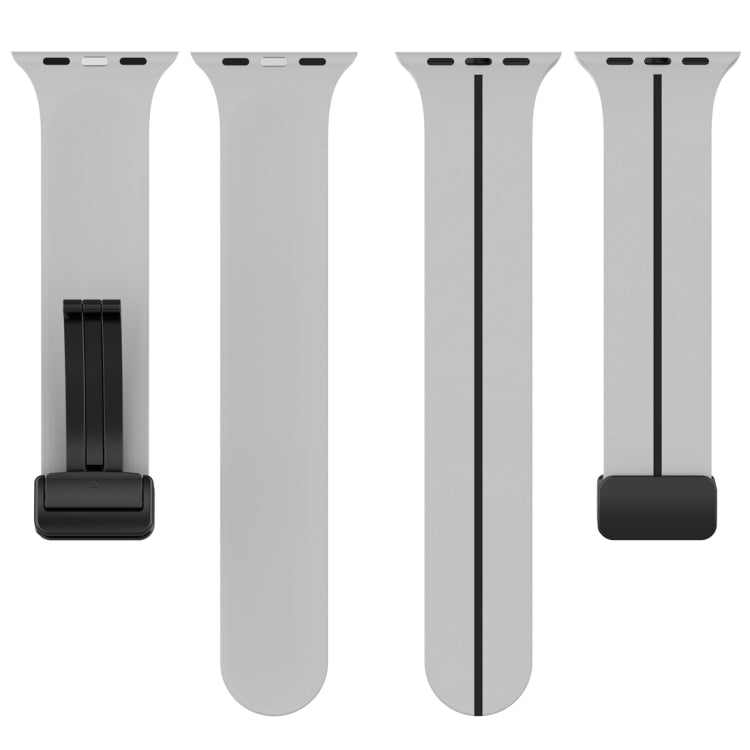 Two Color Folding Buckle Silicone Watch Band For Apple Watch 2 42 mm(Light Grey+Black) -  by PMC TechLife | Online Shopping South Africa | PMC TechLife