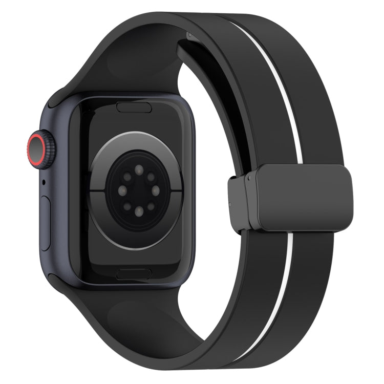 Two Color Folding Buckle Silicone Watch Band For Apple Watch 38mm(Black+White) -  by PMC TechLife | Online Shopping South Africa | PMC TechLife