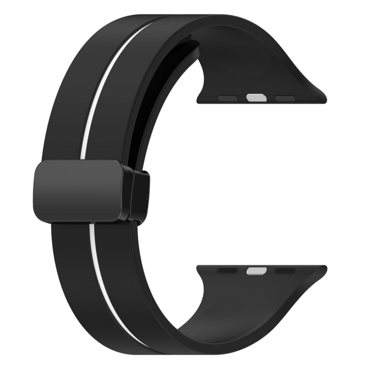 Two Color Folding Buckle Silicone Watch Band For Apple Watch 38mm(Black+White) -  by PMC TechLife | Online Shopping South Africa | PMC TechLife