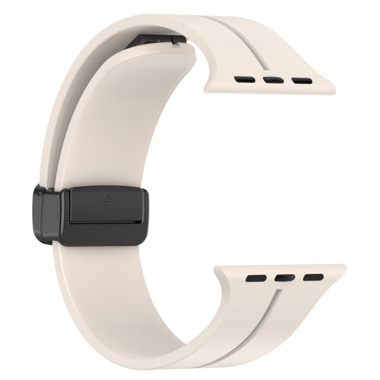 Two Color Folding Buckle Silicone Watch Band For Apple Watch 38mm(Starlight+Grey) -  by PMC TechLife | Online Shopping South Africa | PMC TechLife